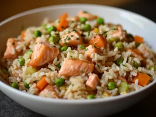 Homemade Salmon & Brown Rice Dog Food Recipe